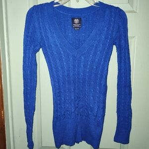 American Eagle Outfitters Royal Blue V-Neck Cable Knit Sweater